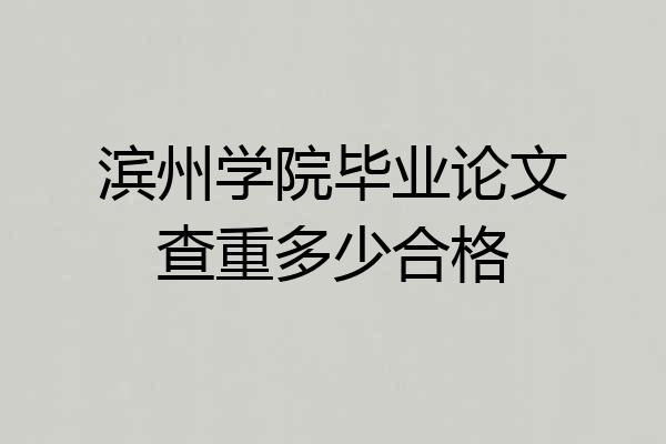 滨州学院毕业论文查重多少合格