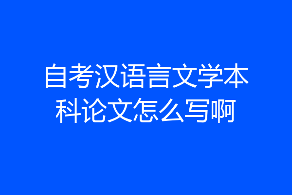 自考汉语言文学本科论文怎么写啊