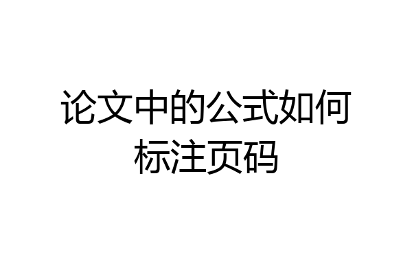 论文中的公式如何标注页码