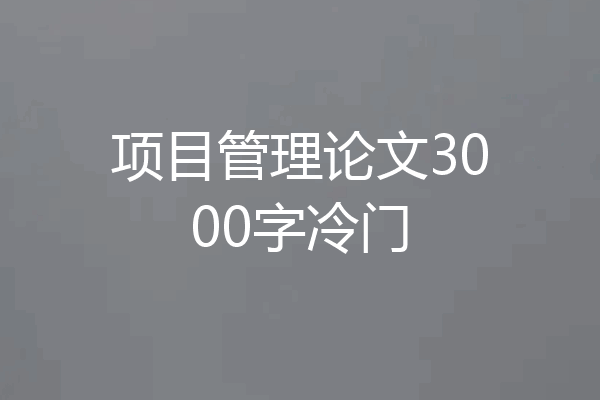 项目管理论文3000字冷门