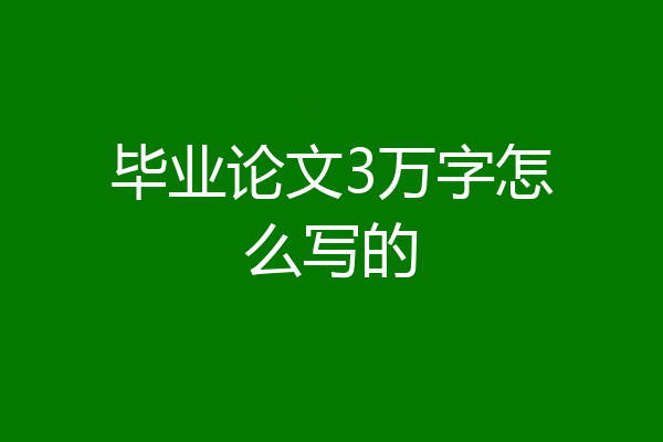 毕业论文3万字怎么写的
