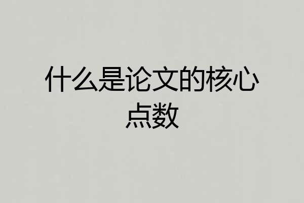 什么是论文的核心点数