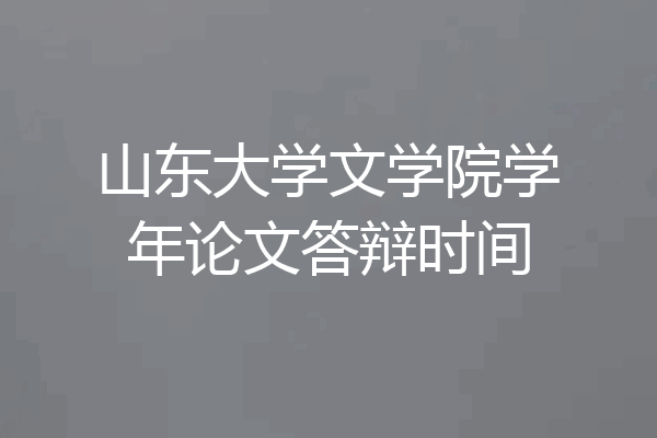 山东大学文学院学年论文答辩时间