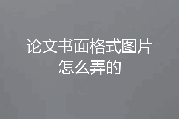 论文书面格式图片怎么弄的