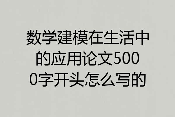 数学建模在生活中的应用论文5000字开头怎么写的