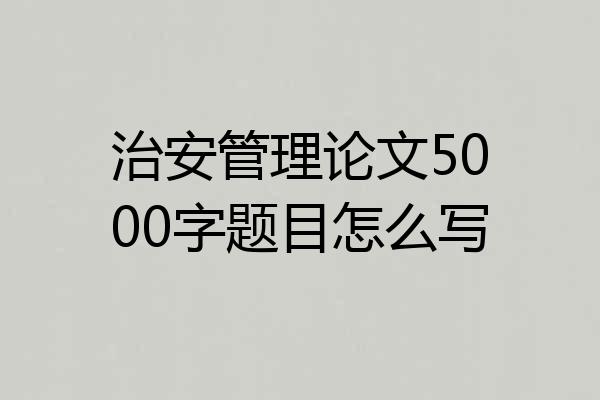治安管理论文5000字题目怎么写