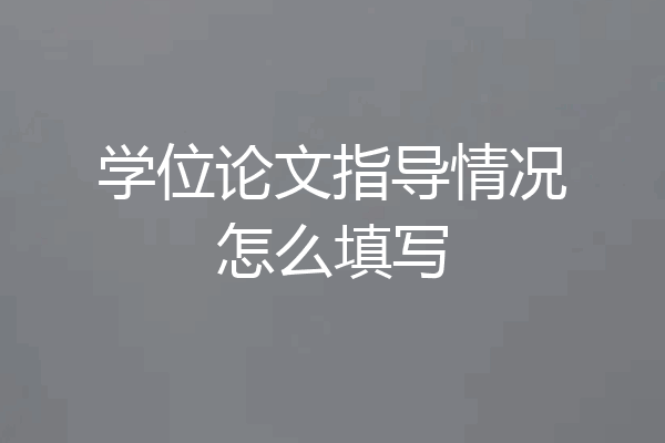 学位论文指导情况怎么填写