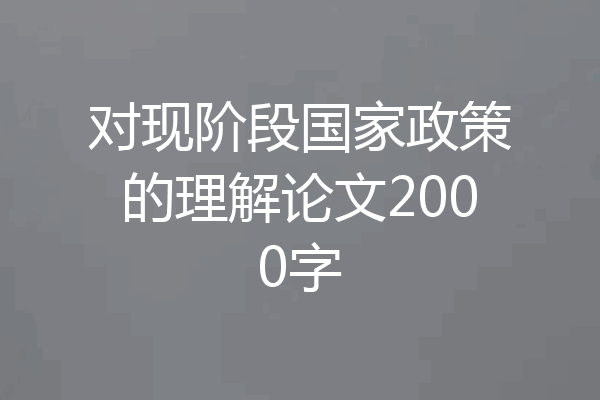 对现阶段国家政策的理解论文2000字