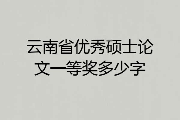 云南省优秀硕士论文一等奖多少字
