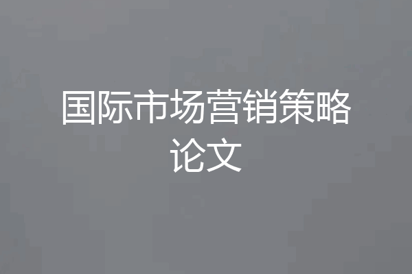 国际市场营销策略论文