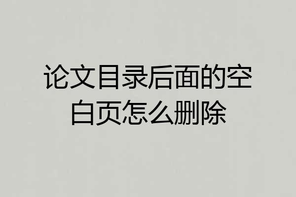 论文目录后面的空白页怎么删除