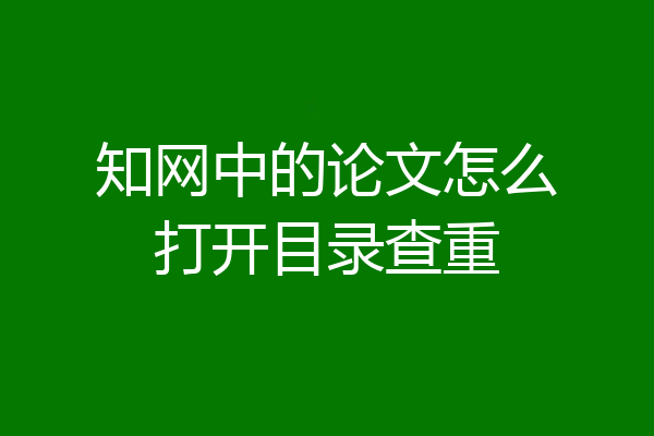 知网中的论文怎么打开目录查重