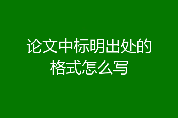 论文中标明出处的格式怎么写