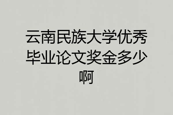 云南民族大学优秀毕业论文奖金多少啊