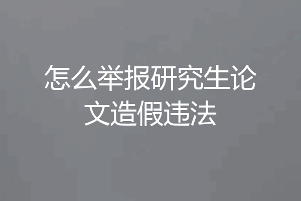 怎么举报研究生论文造假违法