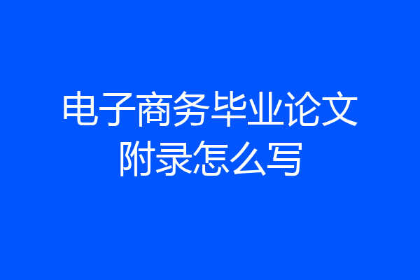电子商务毕业论文附录怎么写