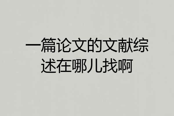 一篇论文的文献综述在哪儿找啊