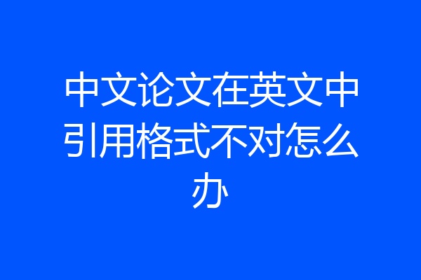 中文论文在英文中引用格式不对怎么办
