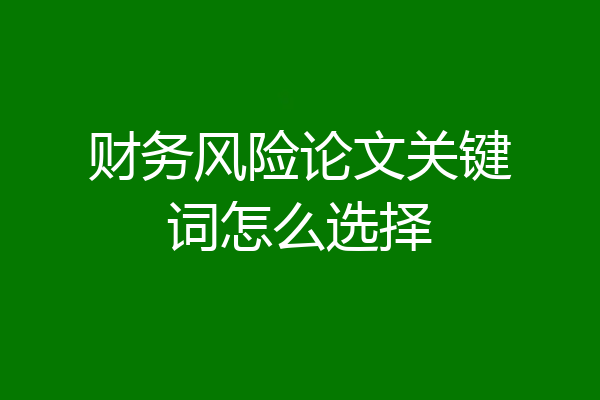 财务风险论文关键词怎么选择