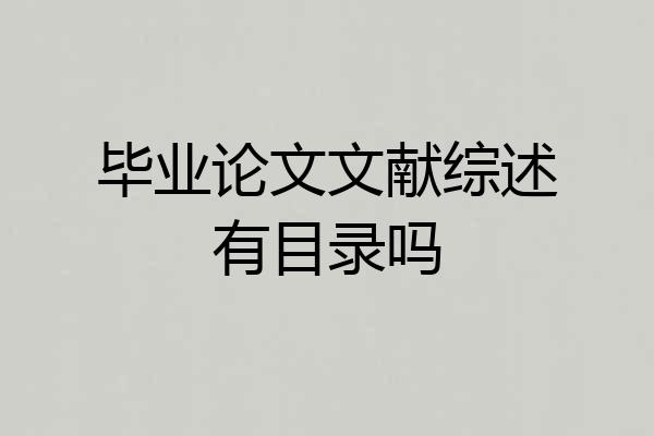 毕业论文文献综述有目录吗