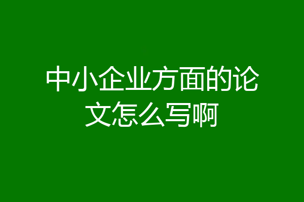中小企业方面的论文怎么写啊