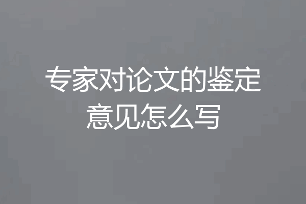 专家对论文的鉴定意见怎么写