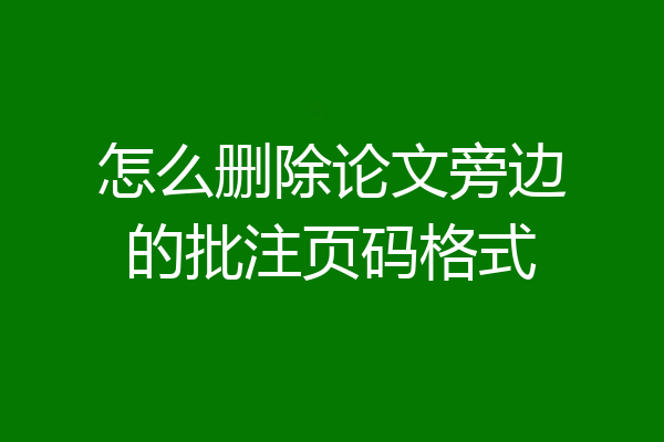 怎么删除论文旁边的批注页码格式