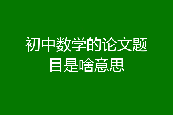 初中数学的论文题目是啥意思