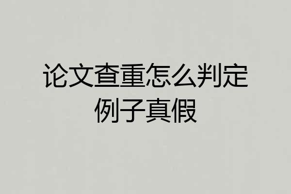 论文查重怎么判定例子真假