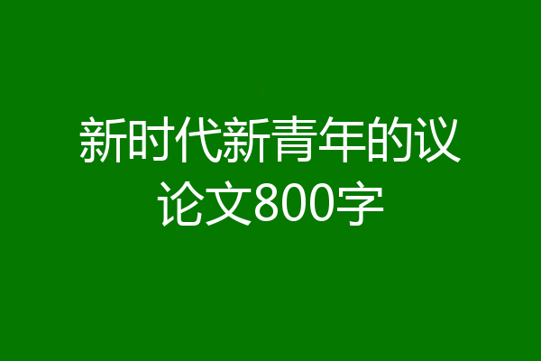 新时代新青年的议论文800字