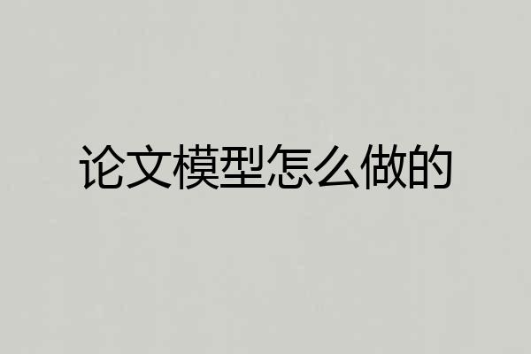 论文模型怎么做的