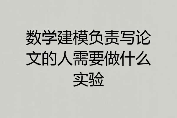 数学建模负责写论文的人需要做什么实验