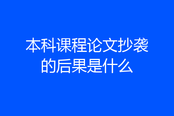 本科课程论文抄袭的后果是什么