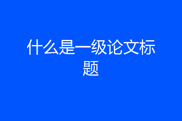 什么是一级论文标题