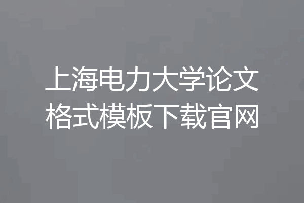 上海电力大学论文格式模板下载官网