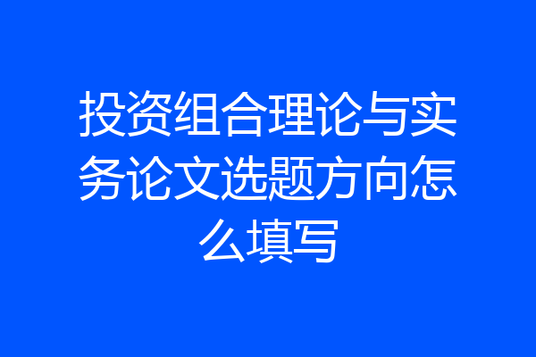 投资组合理论与实务论文选题方向怎么填写