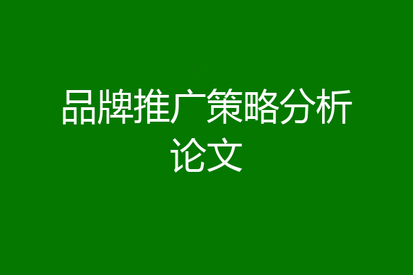 品牌推广策略分析论文