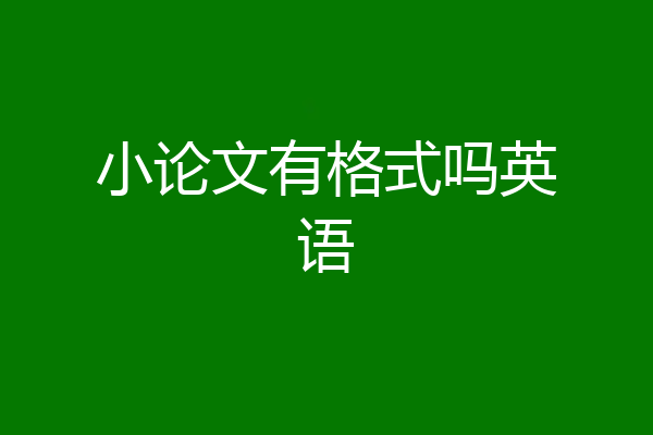 小论文有格式吗英语