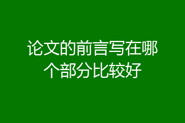 论文的前言写在哪个部分比较好