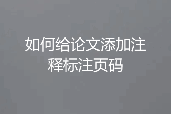 如何给论文添加注释标注页码