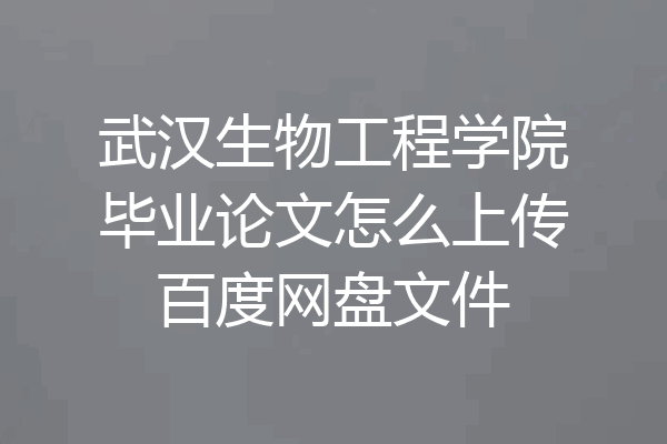 武汉生物工程学院毕业论文怎么上传百度网盘文件