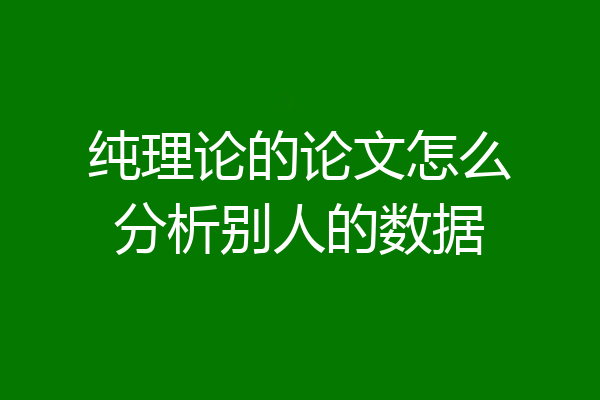 纯理论的论文怎么分析别人的数据
