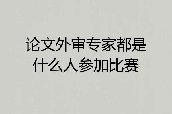 论文外审专家都是什么人参加比赛