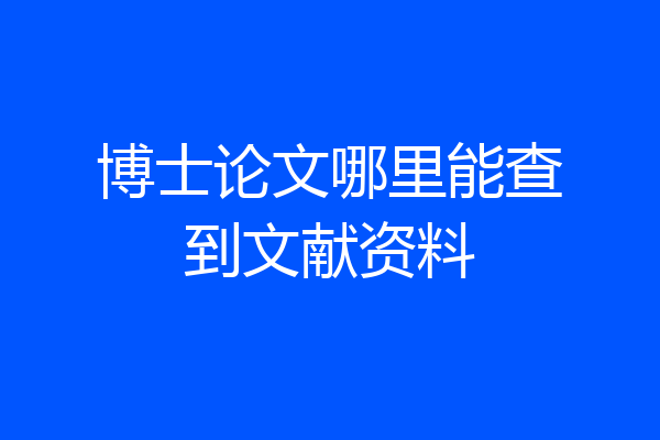 博士论文哪里能查到文献资料