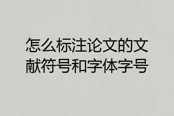 怎么标注论文的文献符号和字体字号