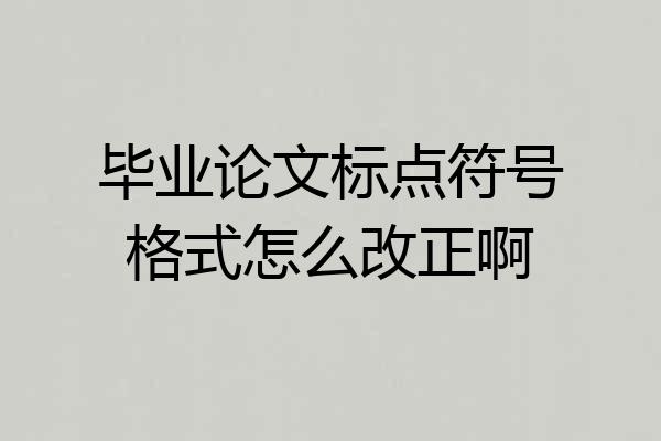 毕业论文标点符号格式怎么改正啊