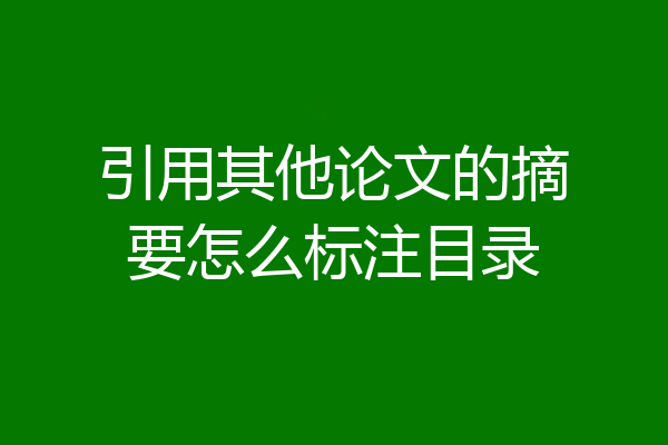 引用其他论文的摘要怎么标注目录