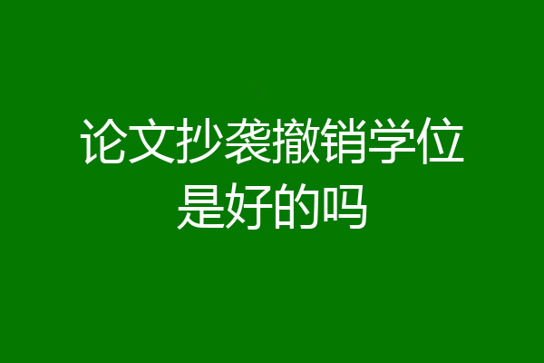 论文抄袭撤销学位是好的吗