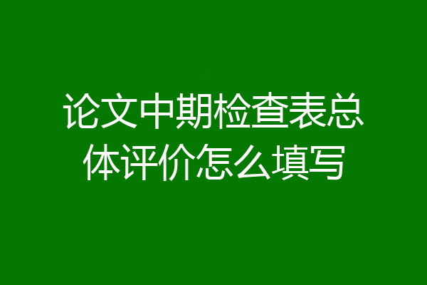 论文中期检查表总体评价怎么填写