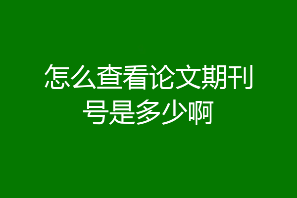 怎么查看论文期刊号是多少啊